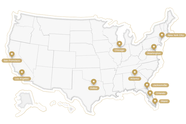 Map of US cities Clark Fencing serves